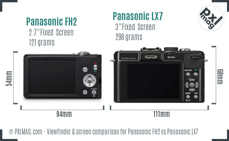 Panasonic FH2 vs Panasonic LX7 Screen and Viewfinder comparison