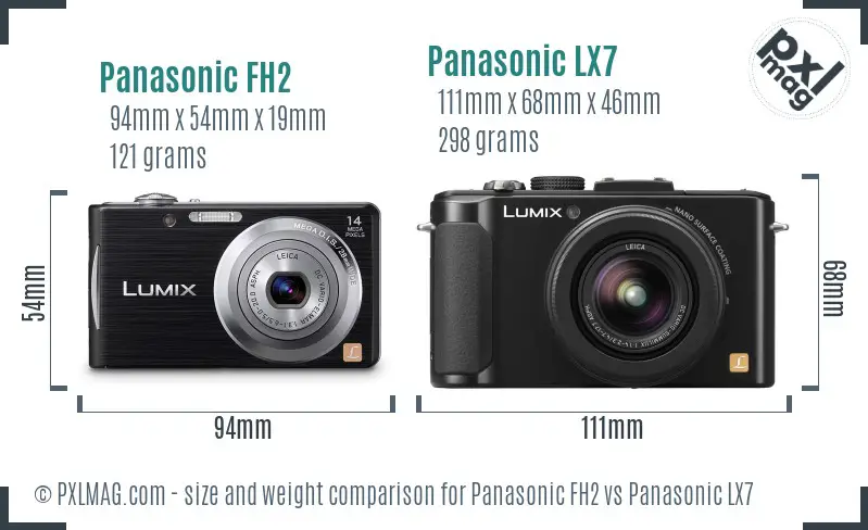 Panasonic FH2 vs Panasonic LX7 size comparison