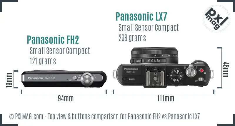 Panasonic FH2 vs Panasonic LX7 top view buttons comparison