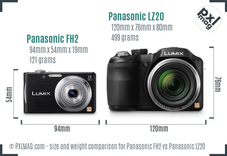 Panasonic FH2 vs Panasonic LZ20 size comparison