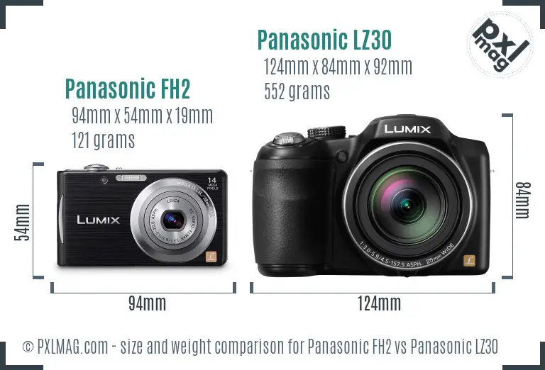 Panasonic FH2 vs Panasonic LZ30 size comparison