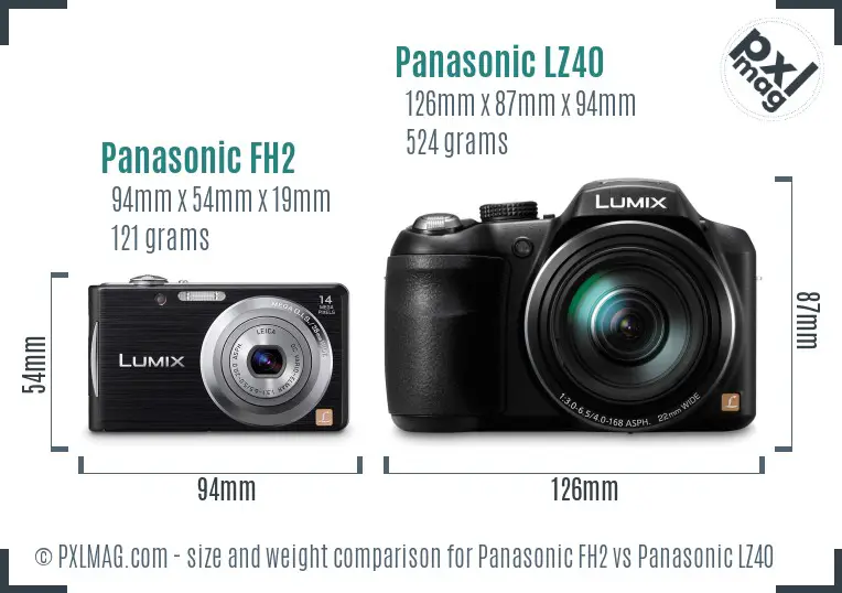 Panasonic FH2 vs Panasonic LZ40 size comparison
