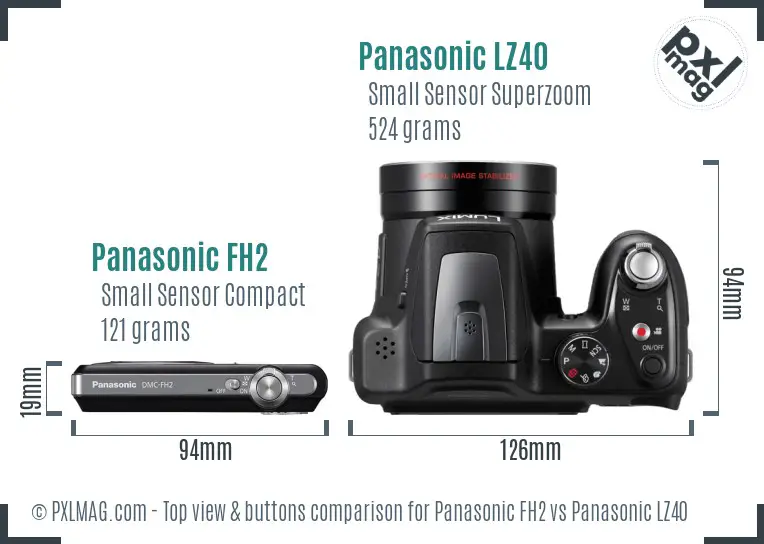 Panasonic FH2 vs Panasonic LZ40 top view buttons comparison