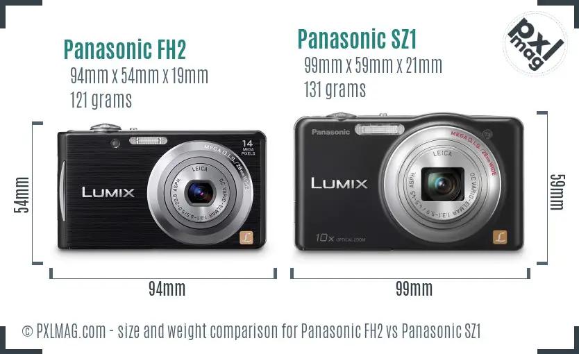 Panasonic FH2 vs Panasonic SZ1 size comparison