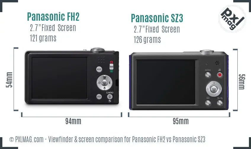 Panasonic FH2 vs Panasonic SZ3 Screen and Viewfinder comparison