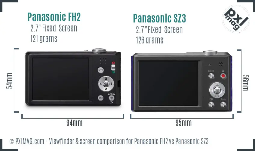 Panasonic FH2 vs Panasonic SZ3 Screen and Viewfinder comparison Panasonic FH2 vs Panasonic SZ3 Screen and Viewfinder comparison