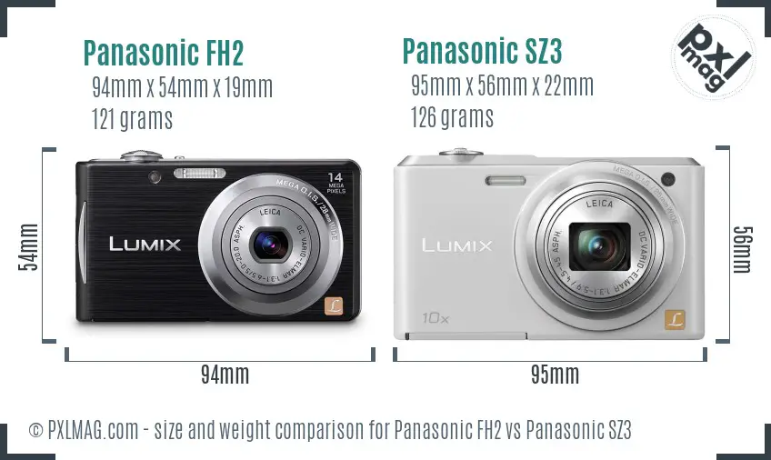 Panasonic FH2 vs Panasonic SZ3 size comparison