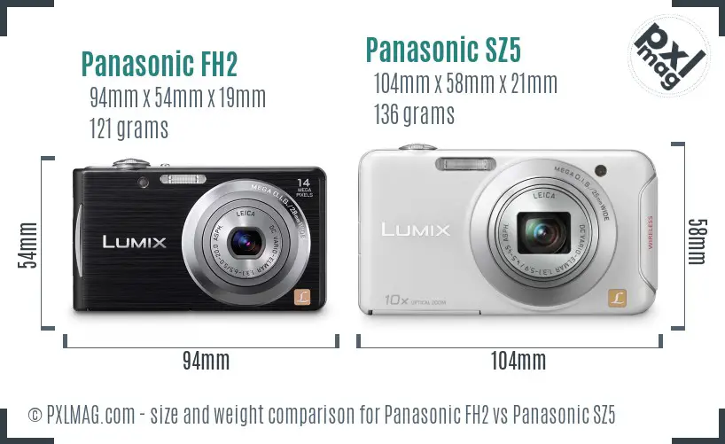 Panasonic FH2 vs Panasonic SZ5 size comparison Panasonic FH2 vs Panasonic SZ5 size comparison