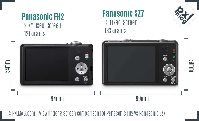 Panasonic FH2 vs Panasonic SZ7 Screen and Viewfinder comparison