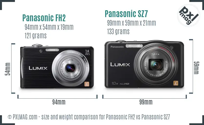 Panasonic FH2 vs Panasonic SZ7 size comparison