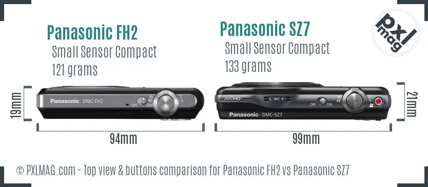 Panasonic FH2 vs Panasonic SZ7 top view buttons comparison