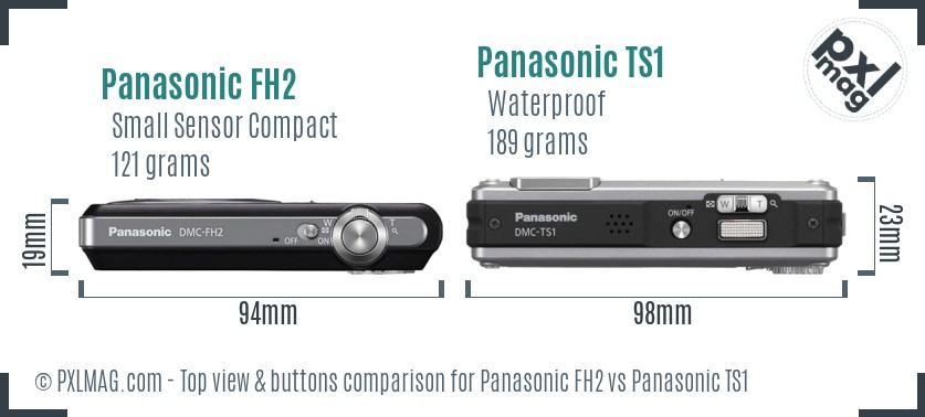 Panasonic FH2 vs Panasonic TS1 top view buttons comparison