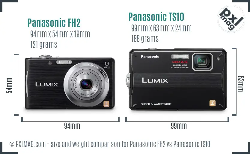 Panasonic FH2 vs Panasonic TS10 size comparison