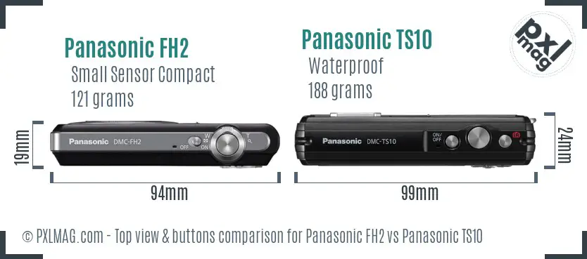 Panasonic FH2 vs Panasonic TS10 top view buttons comparison