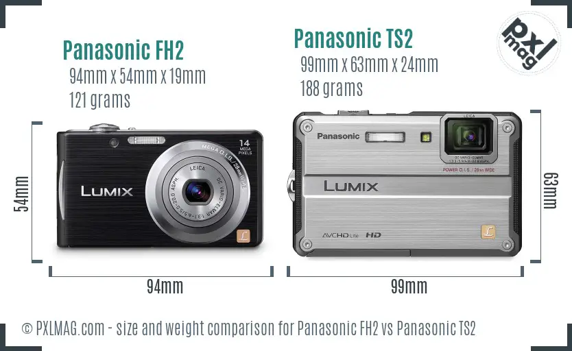 Panasonic FH2 vs Panasonic TS2 size comparison