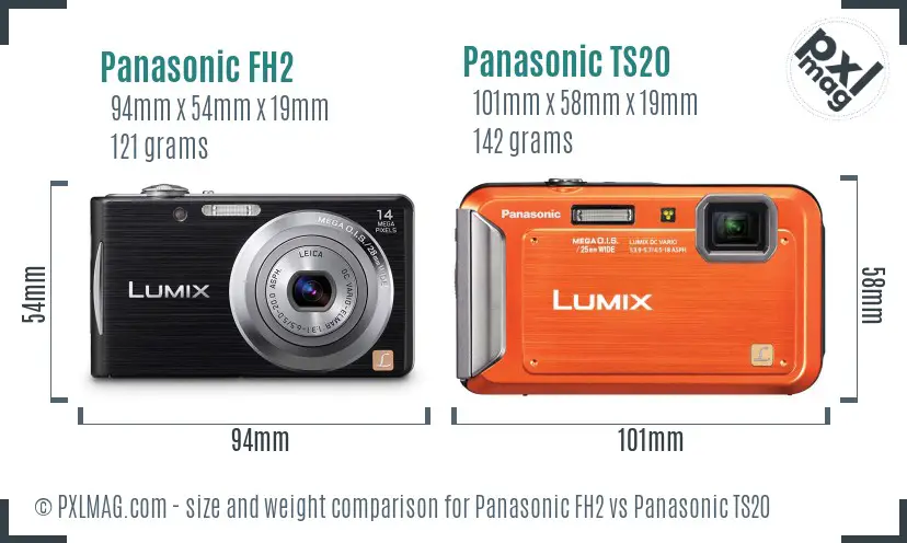 Panasonic FH2 vs Panasonic TS20 size comparison