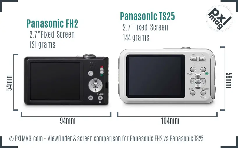 Panasonic FH2 vs Panasonic TS25 Screen and Viewfinder comparison