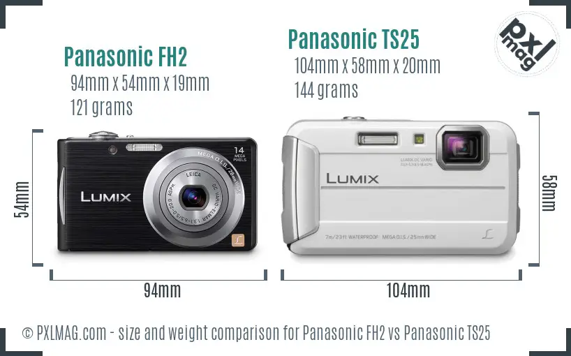 Panasonic FH2 vs Panasonic TS25 size comparison