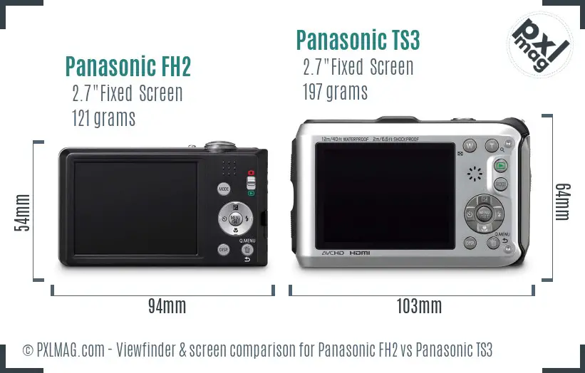 Panasonic FH2 vs Panasonic TS3 Screen and Viewfinder comparison