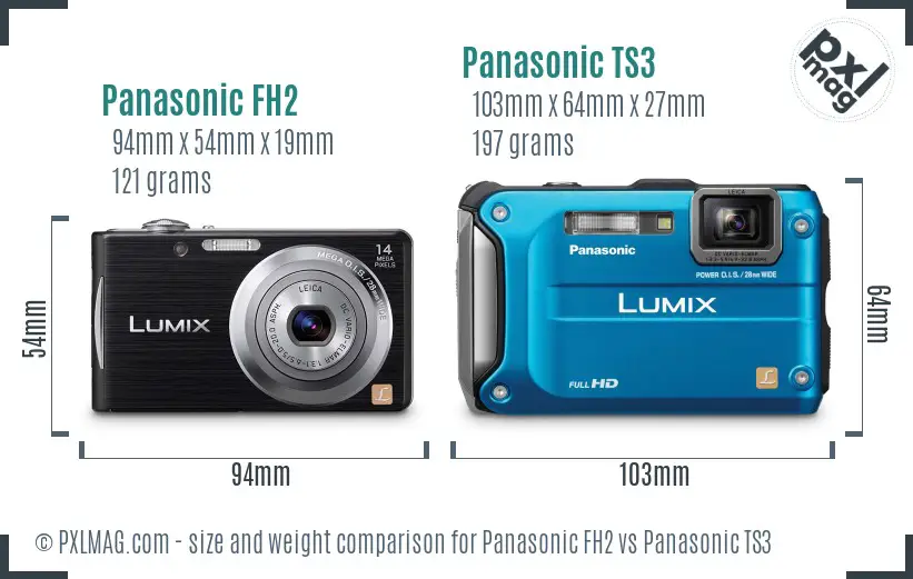 Panasonic FH2 vs Panasonic TS3 size comparison