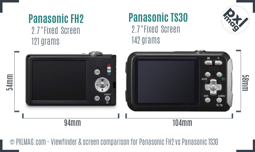 Panasonic FH2 vs Panasonic TS30 Screen and Viewfinder comparison