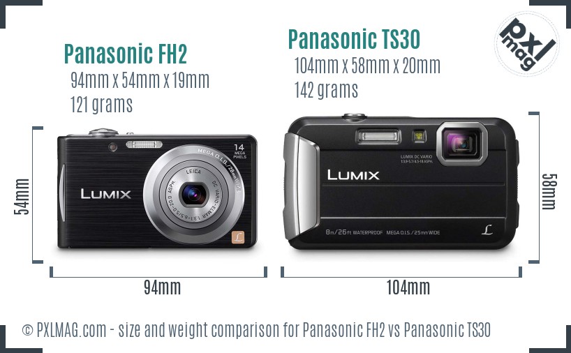 Panasonic FH2 vs Panasonic TS30 size comparison