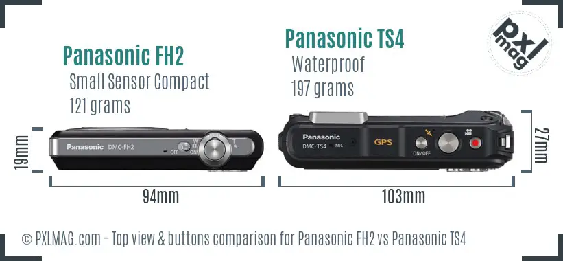 Panasonic FH2 vs Panasonic TS4 top view buttons comparison