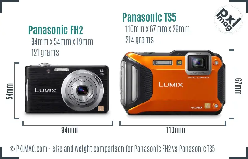 Panasonic FH2 vs Panasonic TS5 size comparison