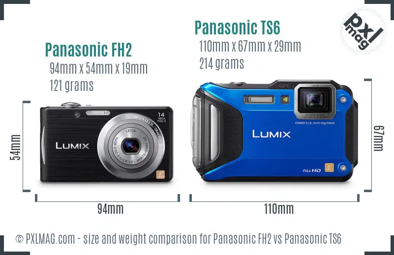 Panasonic FH2 vs Panasonic TS6 size comparison