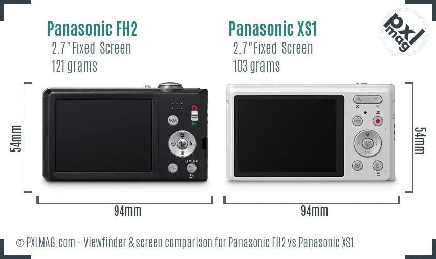 Panasonic FH2 vs Panasonic XS1 Screen and Viewfinder comparison