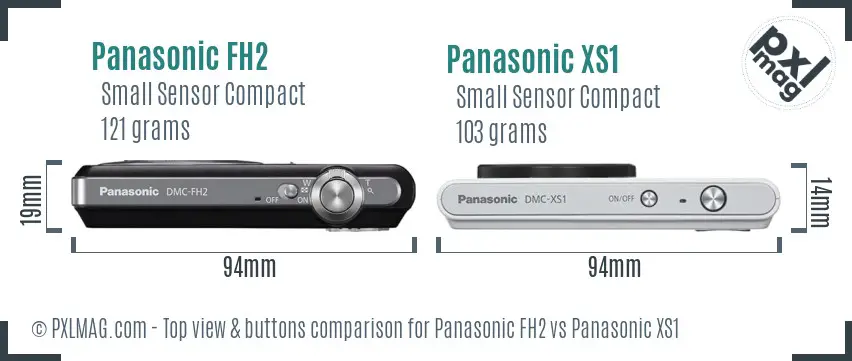 Panasonic FH2 vs Panasonic XS1 top view buttons comparison