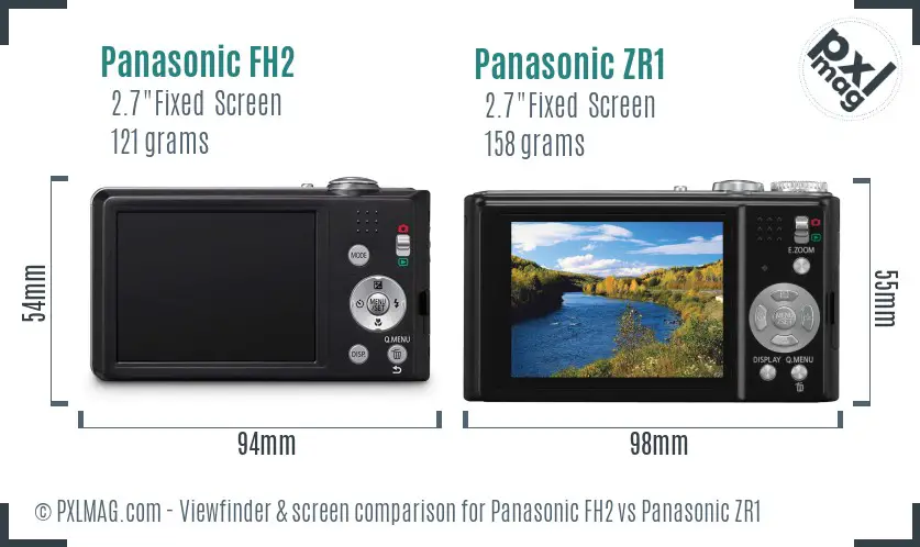 Panasonic FH2 vs Panasonic ZR1 Screen and Viewfinder comparison