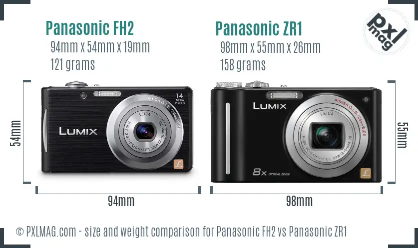Panasonic FH2 vs Panasonic ZR1 size comparison