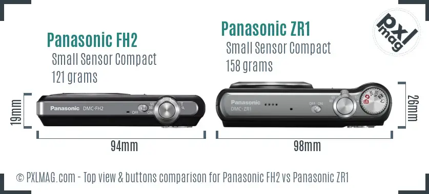 Panasonic FH2 vs Panasonic ZR1 top view buttons comparison