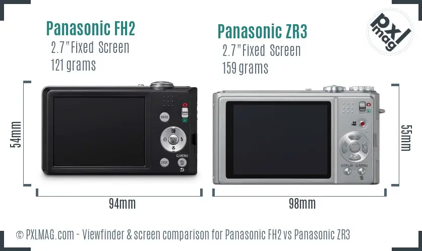 Panasonic FH2 vs Panasonic ZR3 Screen and Viewfinder comparison