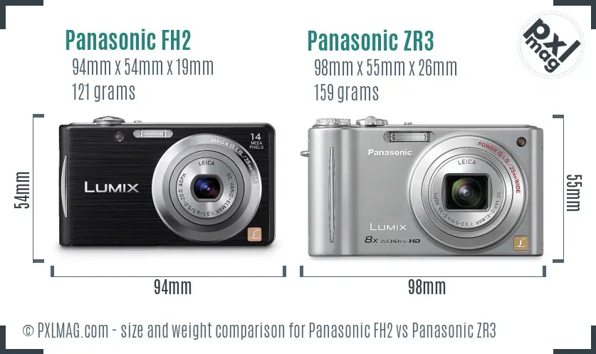 Panasonic FH2 vs Panasonic ZR3 size comparison