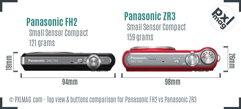 Panasonic FH2 vs Panasonic ZR3 top view buttons comparison