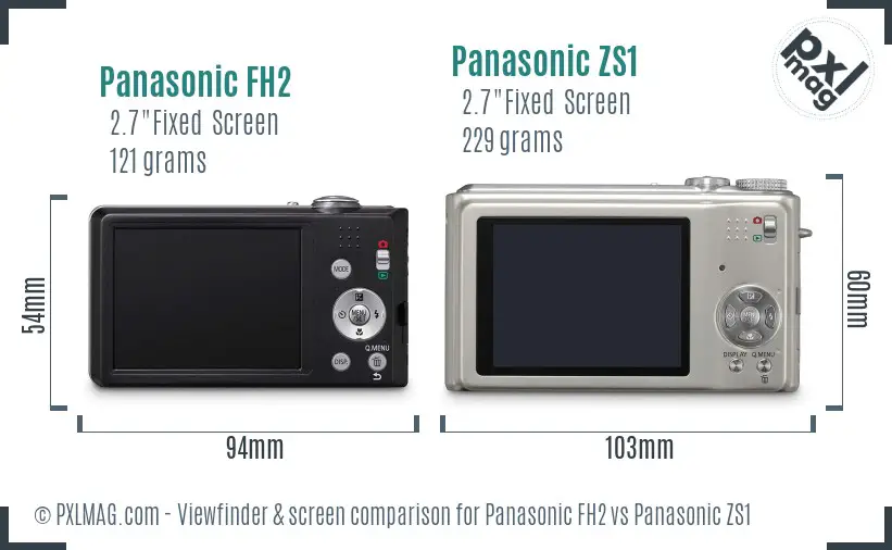 Panasonic FH2 vs Panasonic ZS1 Screen and Viewfinder comparison