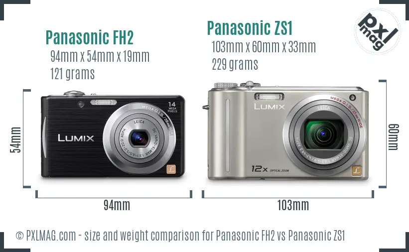 Panasonic FH2 vs Panasonic ZS1 size comparison