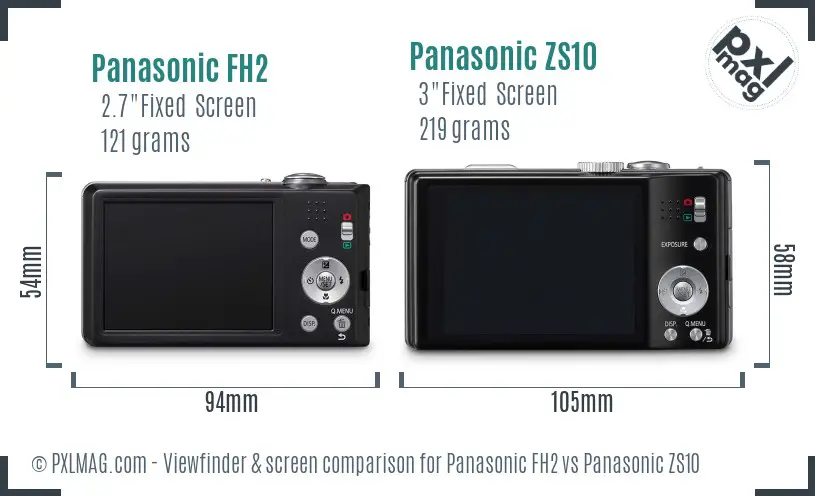 Panasonic FH2 vs Panasonic ZS10 Screen and Viewfinder comparison