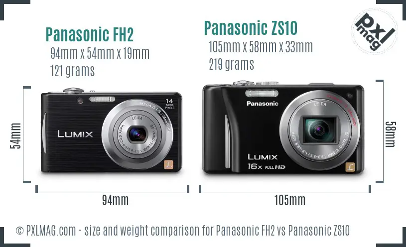 Panasonic FH2 vs Panasonic ZS10 size comparison