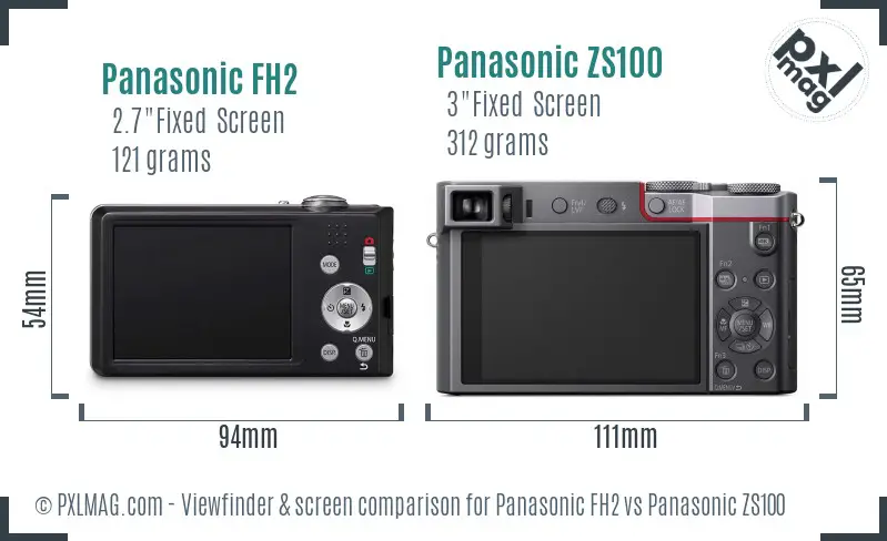 Panasonic FH2 vs Panasonic ZS100 Screen and Viewfinder comparison