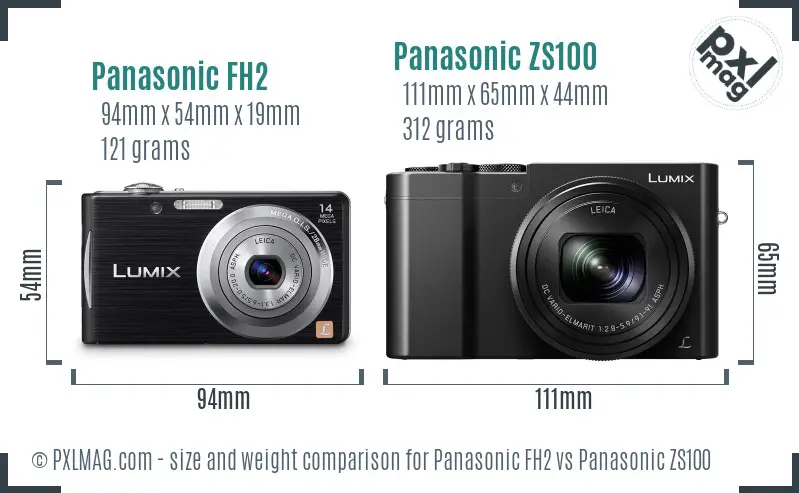 Panasonic FH2 vs Panasonic ZS100 size comparison