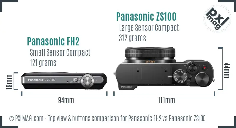 Panasonic FH2 vs Panasonic ZS100 top view buttons comparison