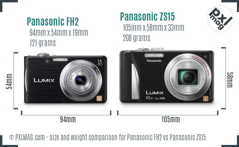 Panasonic FH2 vs Panasonic ZS15 size comparison