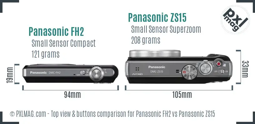 Panasonic FH2 vs Panasonic ZS15 top view buttons comparison