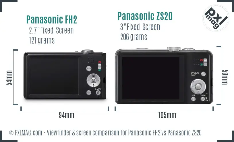 Panasonic FH2 vs Panasonic ZS20 Screen and Viewfinder comparison