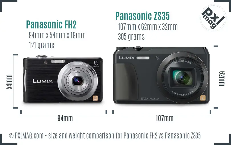 Panasonic FH2 vs Panasonic ZS35 size comparison
