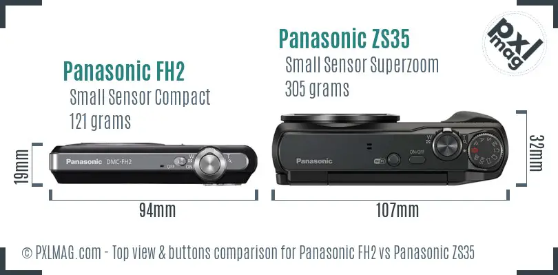 Panasonic FH2 vs Panasonic ZS35 top view buttons comparison