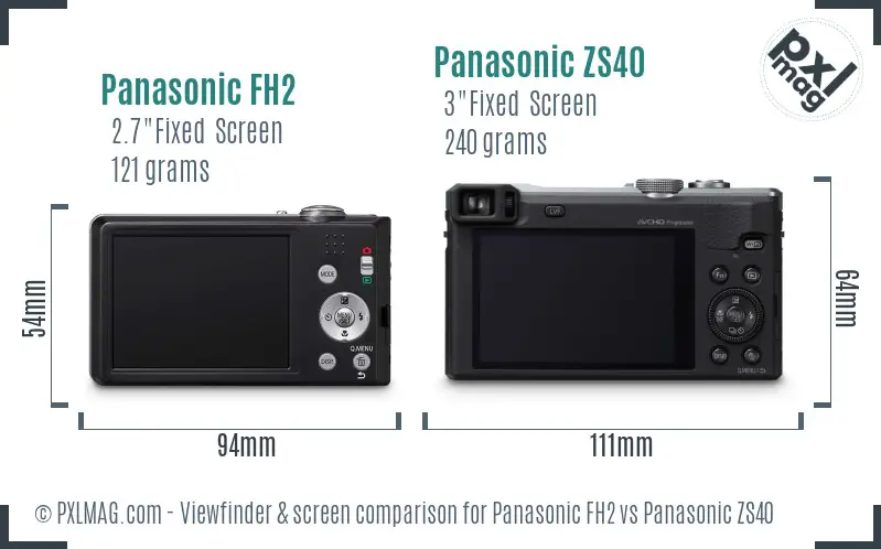 Panasonic FH2 vs Panasonic ZS40 Screen and Viewfinder comparison